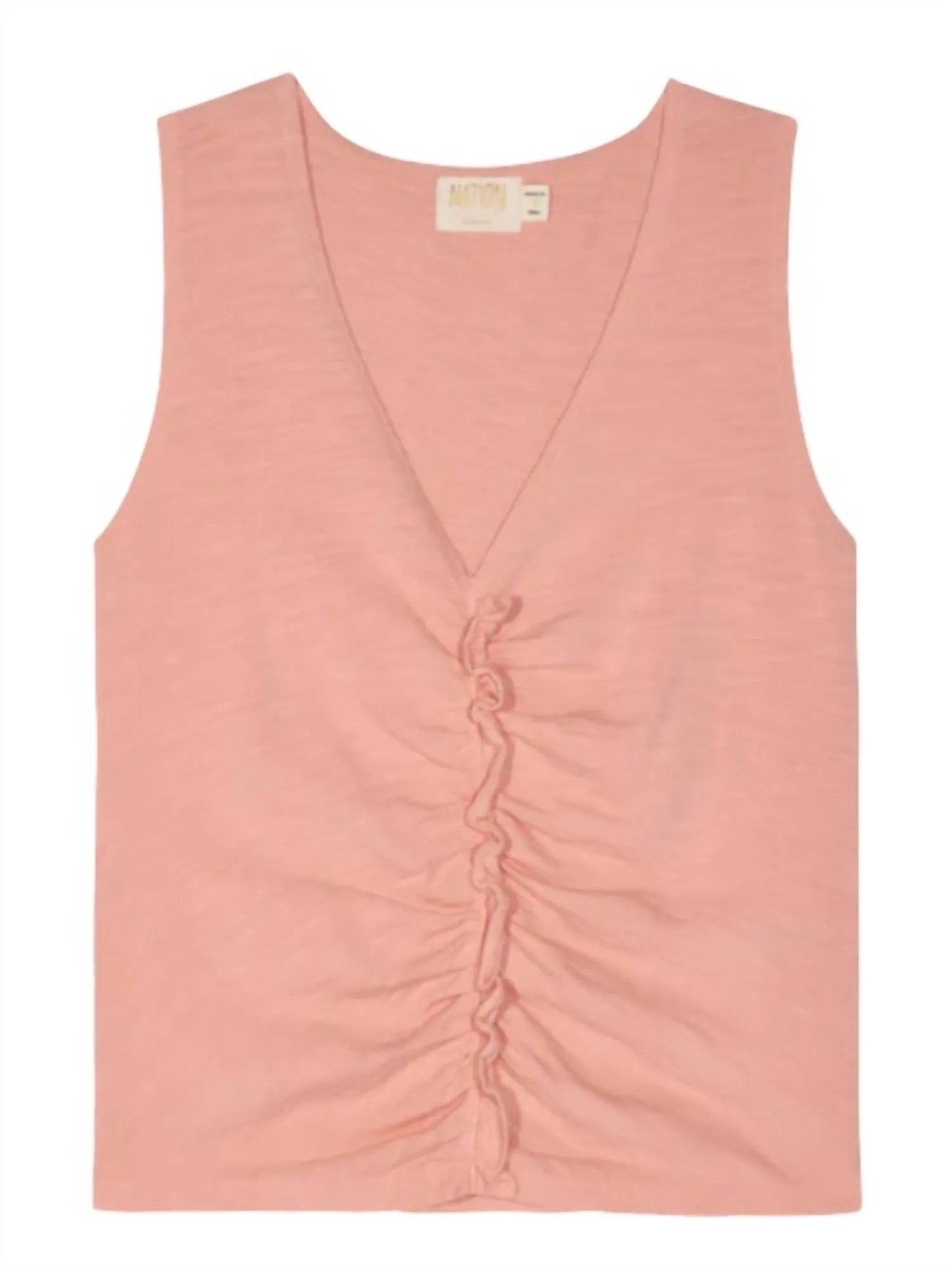 Cassie Tank With Shirring In Peach Amber
