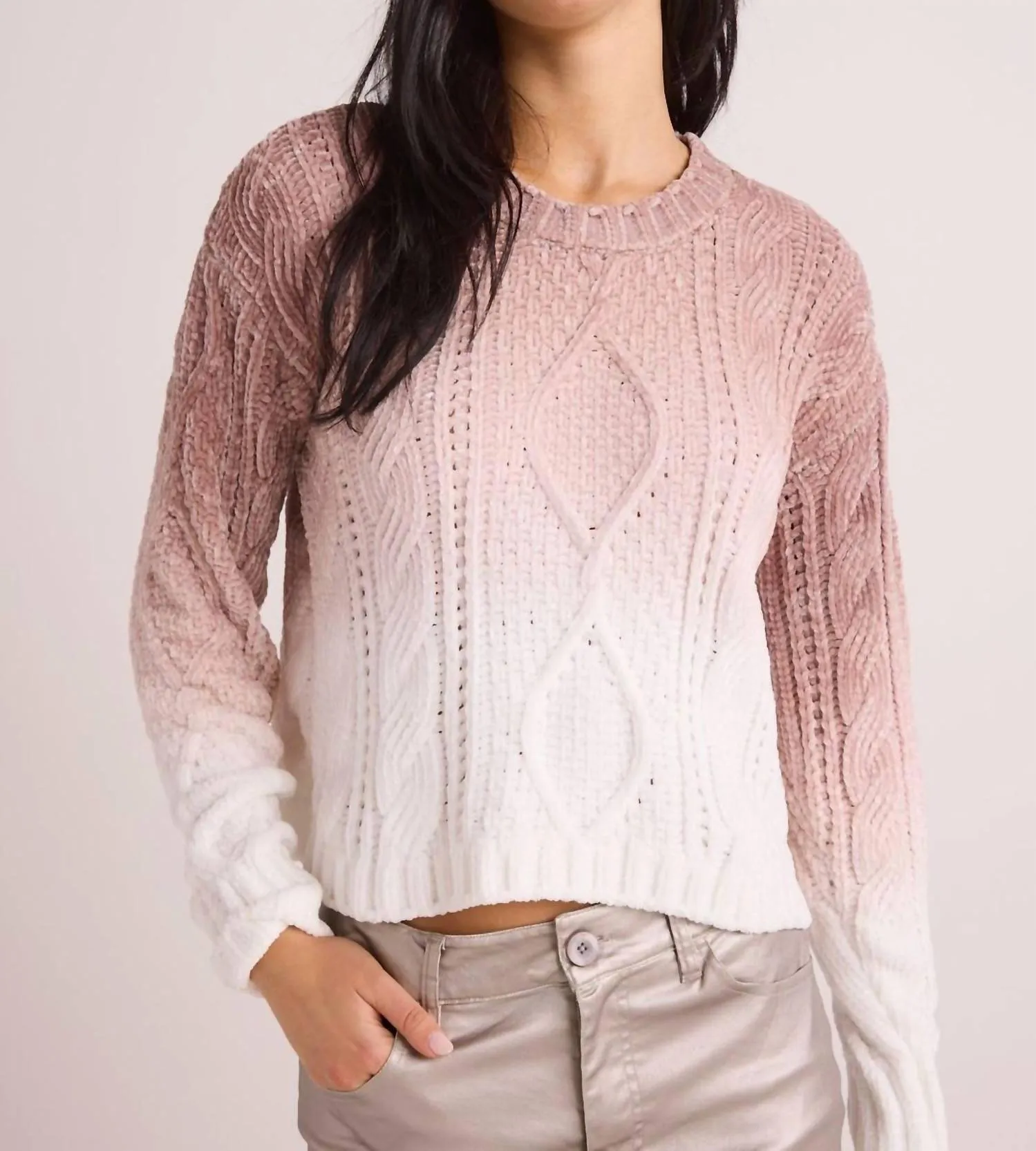 Chennile Sweater In Mocha Ombre Dye