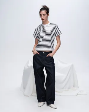 Classic Jersey Short Sleeve Boy Tee - Black/ White Stripe