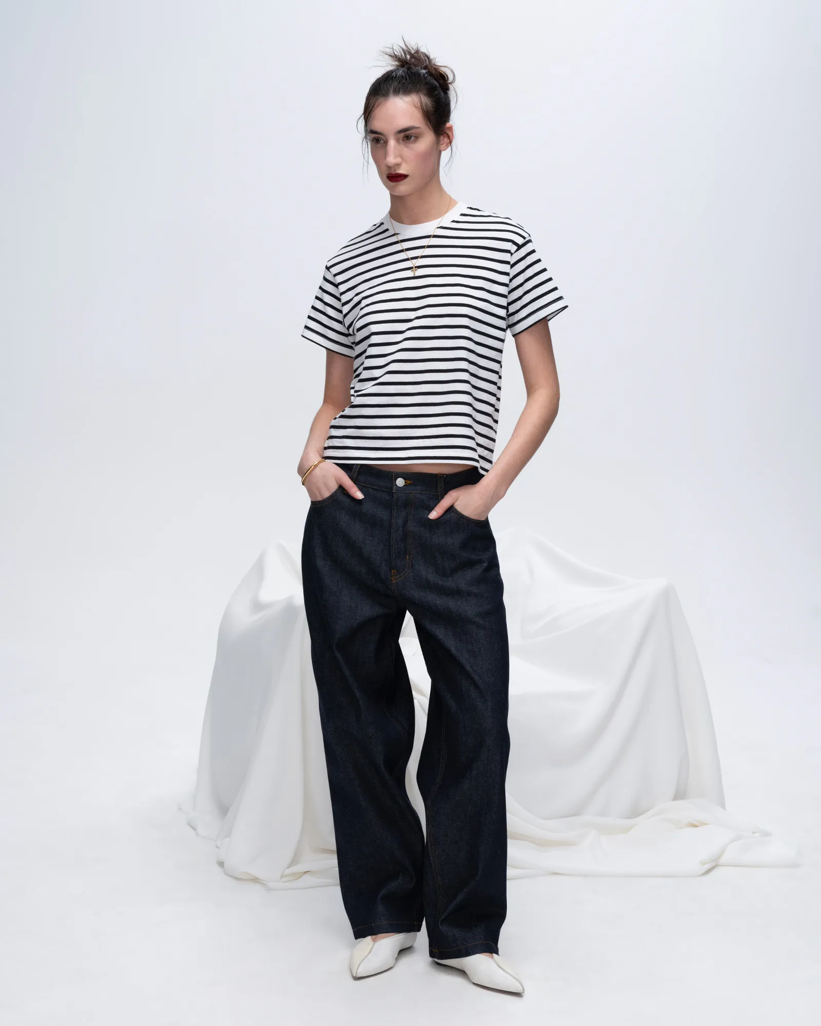 Classic Jersey Short Sleeve Boy Tee - Black/ White Stripe