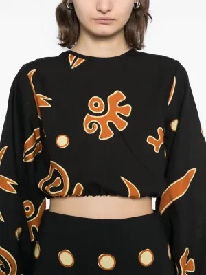 Crew Neck Bena Top In Black