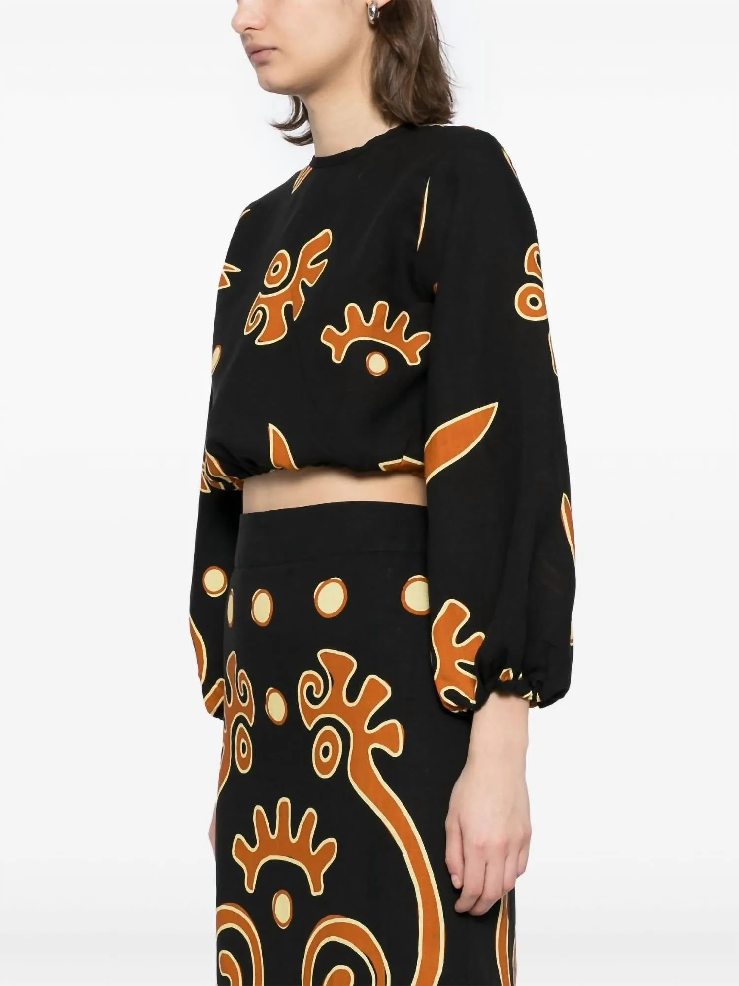 Crew Neck Bena Top In Black