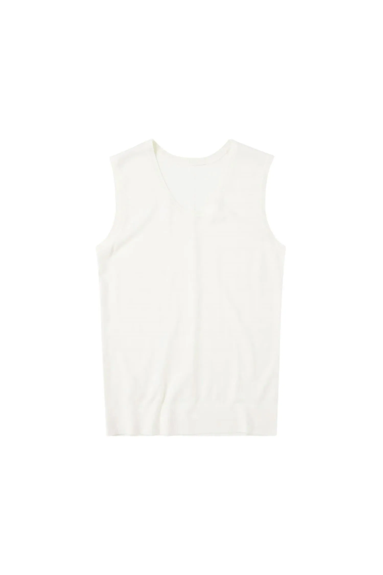Crew Neck Sleeveless Tee In Ivory