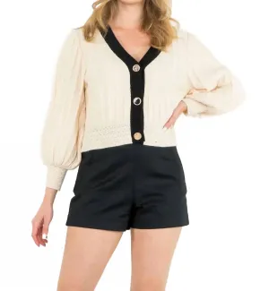Crochet Detail Cardigan In Cream