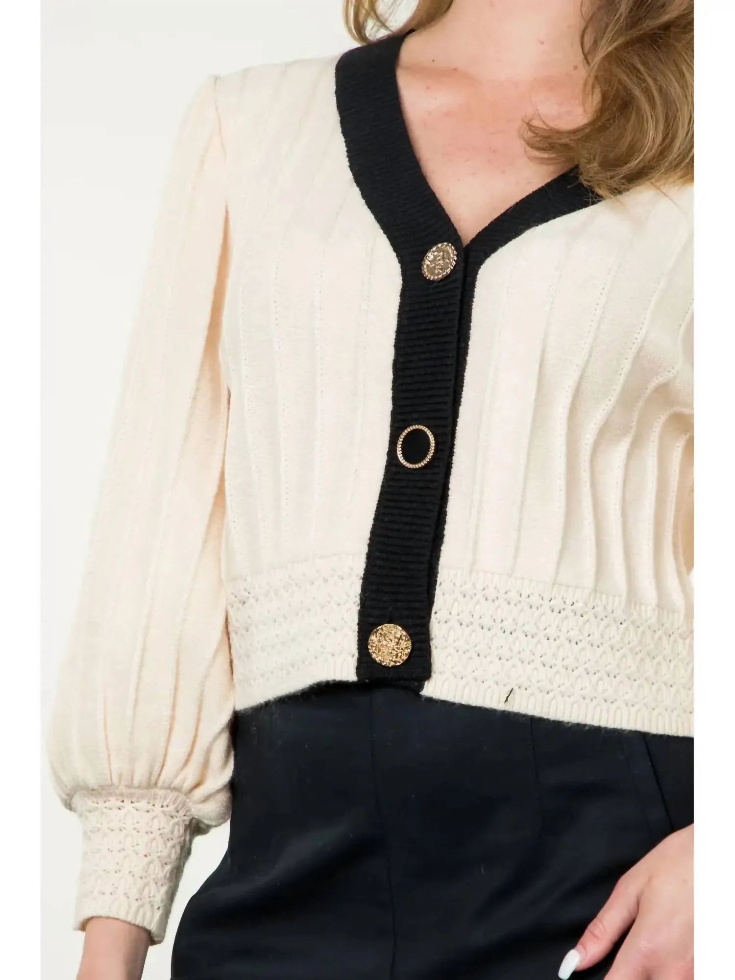 Crochet Detail Cardigan In Cream