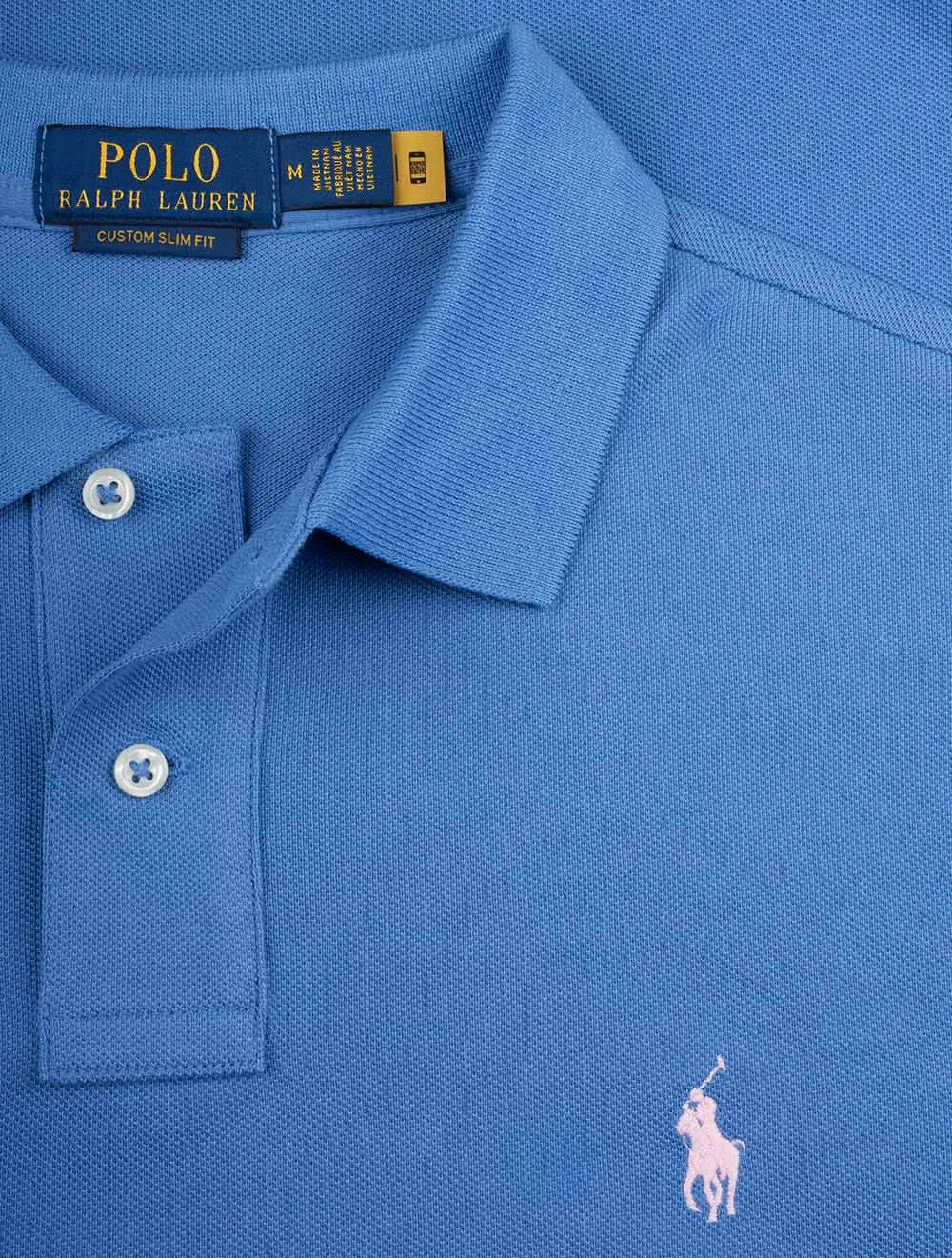 Custom Slim Fit Mesh Polo Shirt Blue