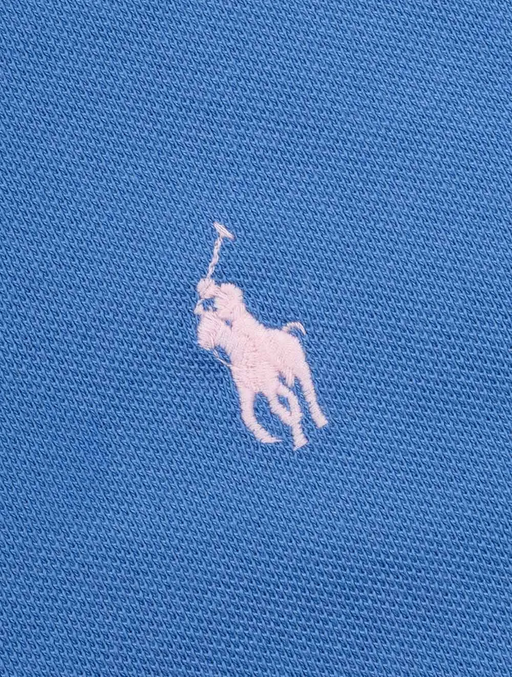 Custom Slim Fit Mesh Polo Shirt Blue