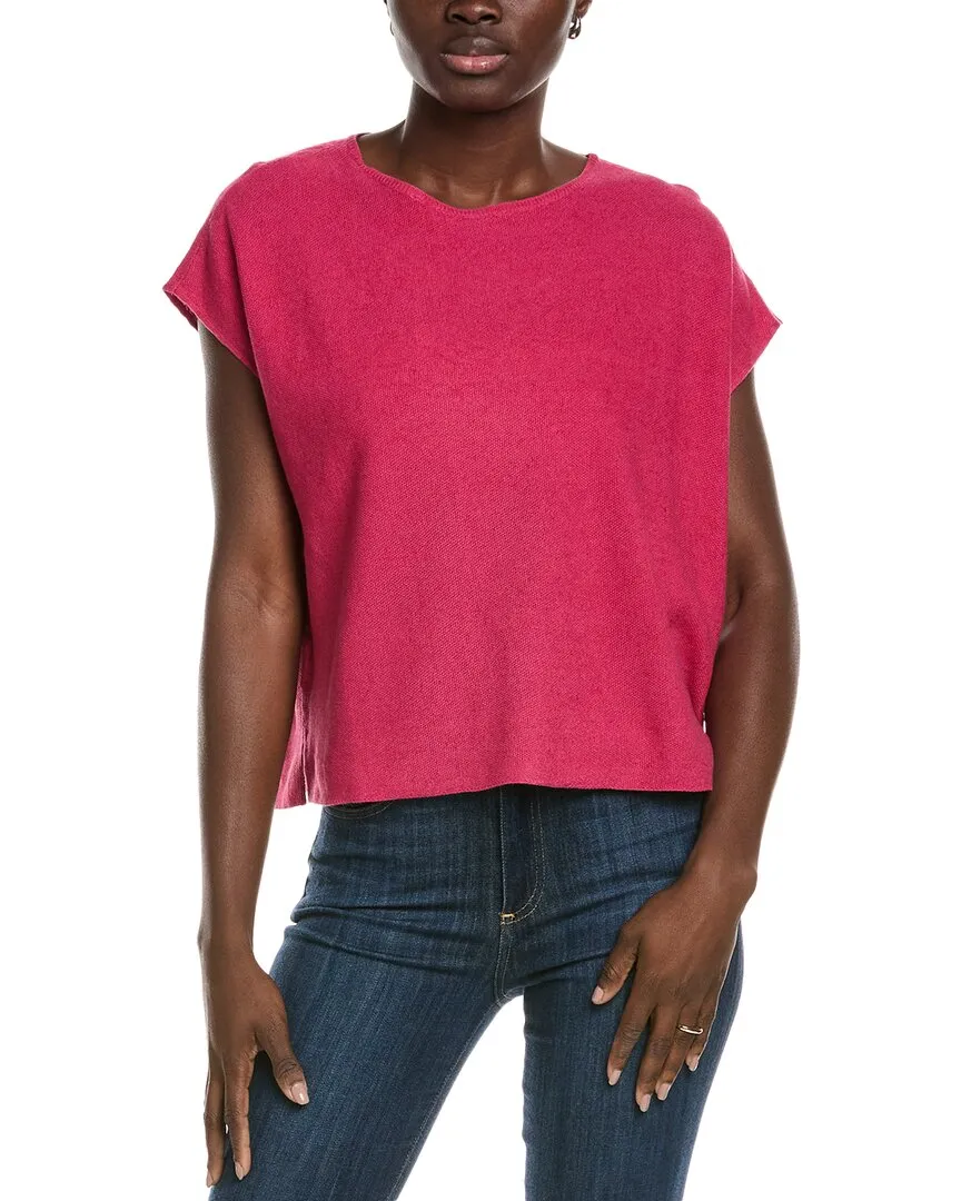 EILEEN FISHER Pique Linen-Blend Top