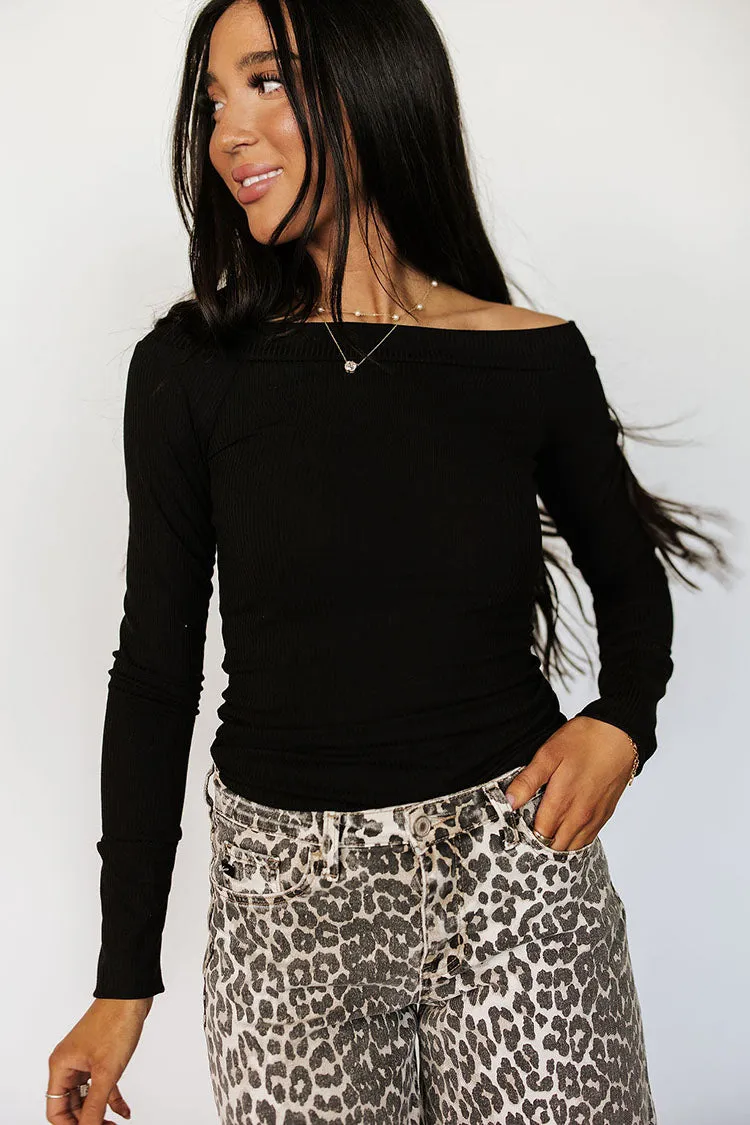 Ella Ribbed Top - Black