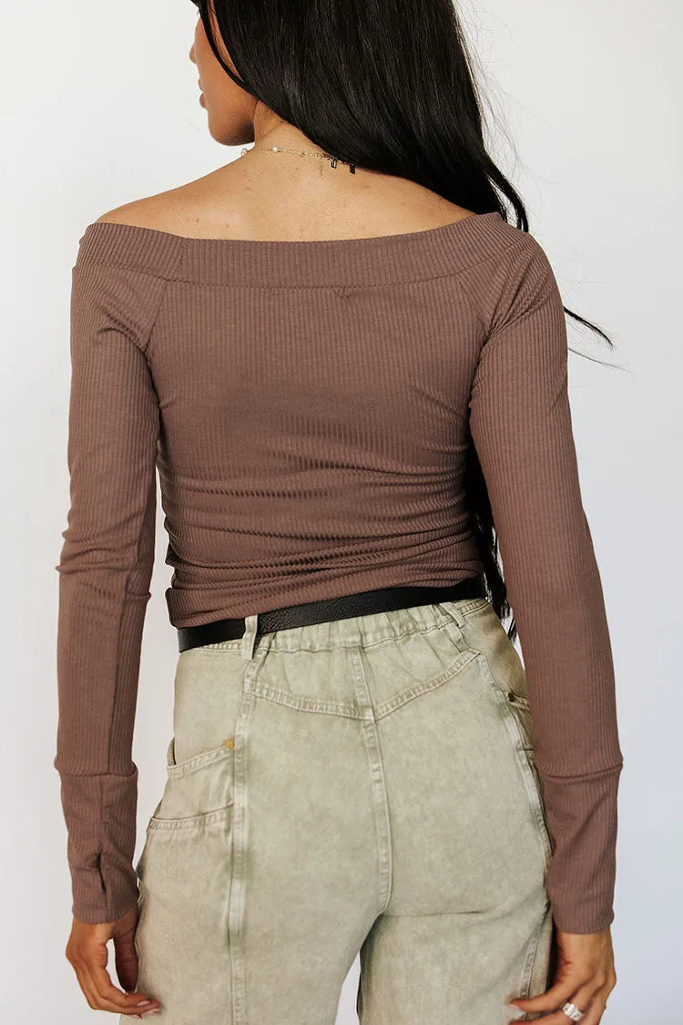 Ella Ribbed Top - Mocha