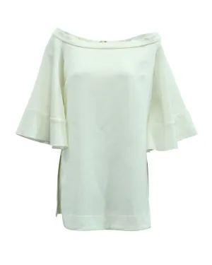 Ellery Elize Off-The-Shoulder Bell Sleeve Top in White Cotton