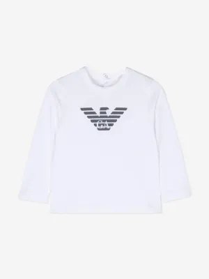 Emporio Armani Baby Boys Long Sleeve T-Shirt in White