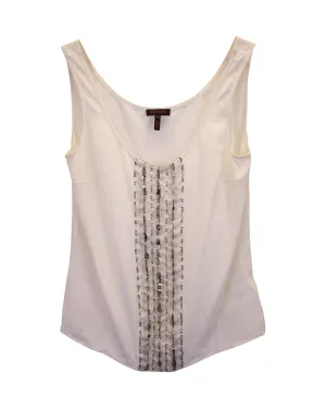 Escada Sequin Sleeveless Top in White Silk