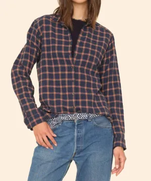 Evan Button Up Shirt In Navy Brick