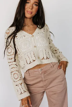 Faye Crochet Cardigan - Oatmeal