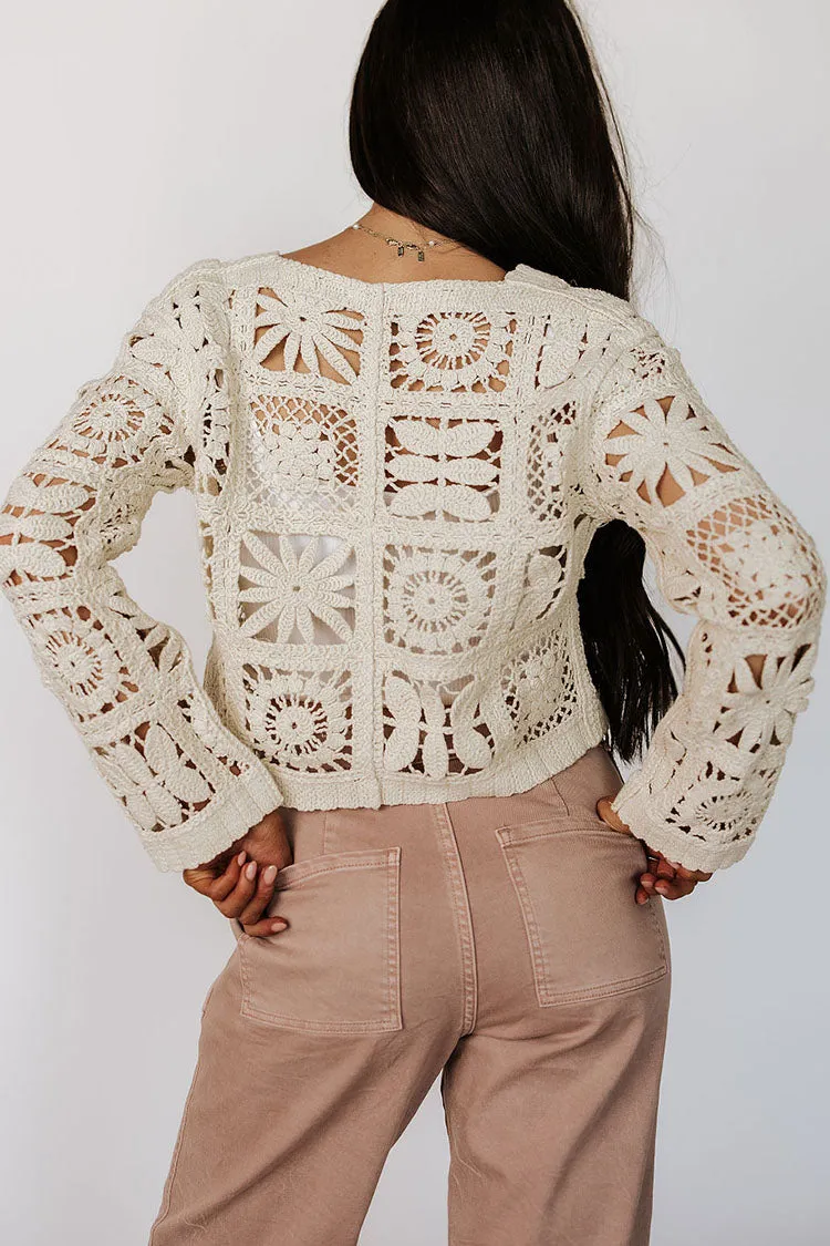 Faye Crochet Cardigan - Oatmeal