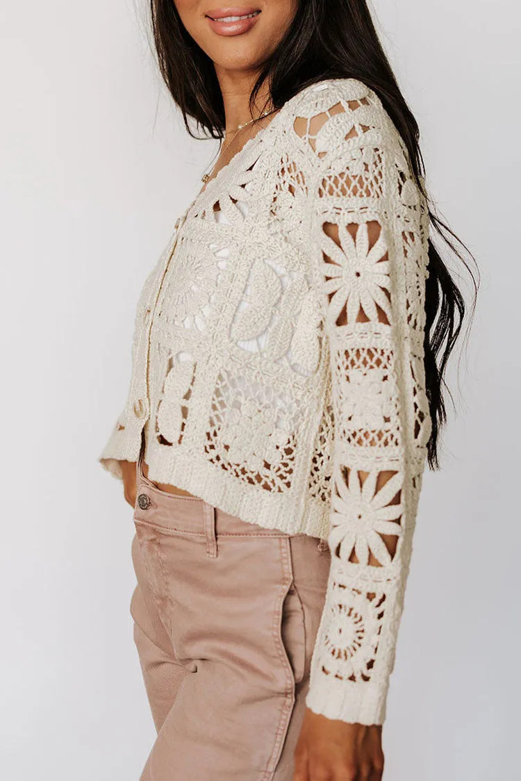 Faye Crochet Cardigan - Oatmeal
