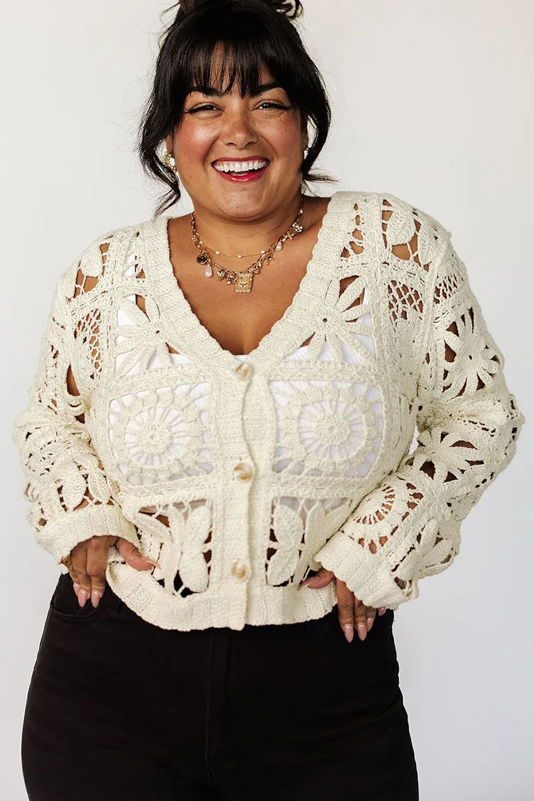 Faye Crochet Cardigan - Oatmeal