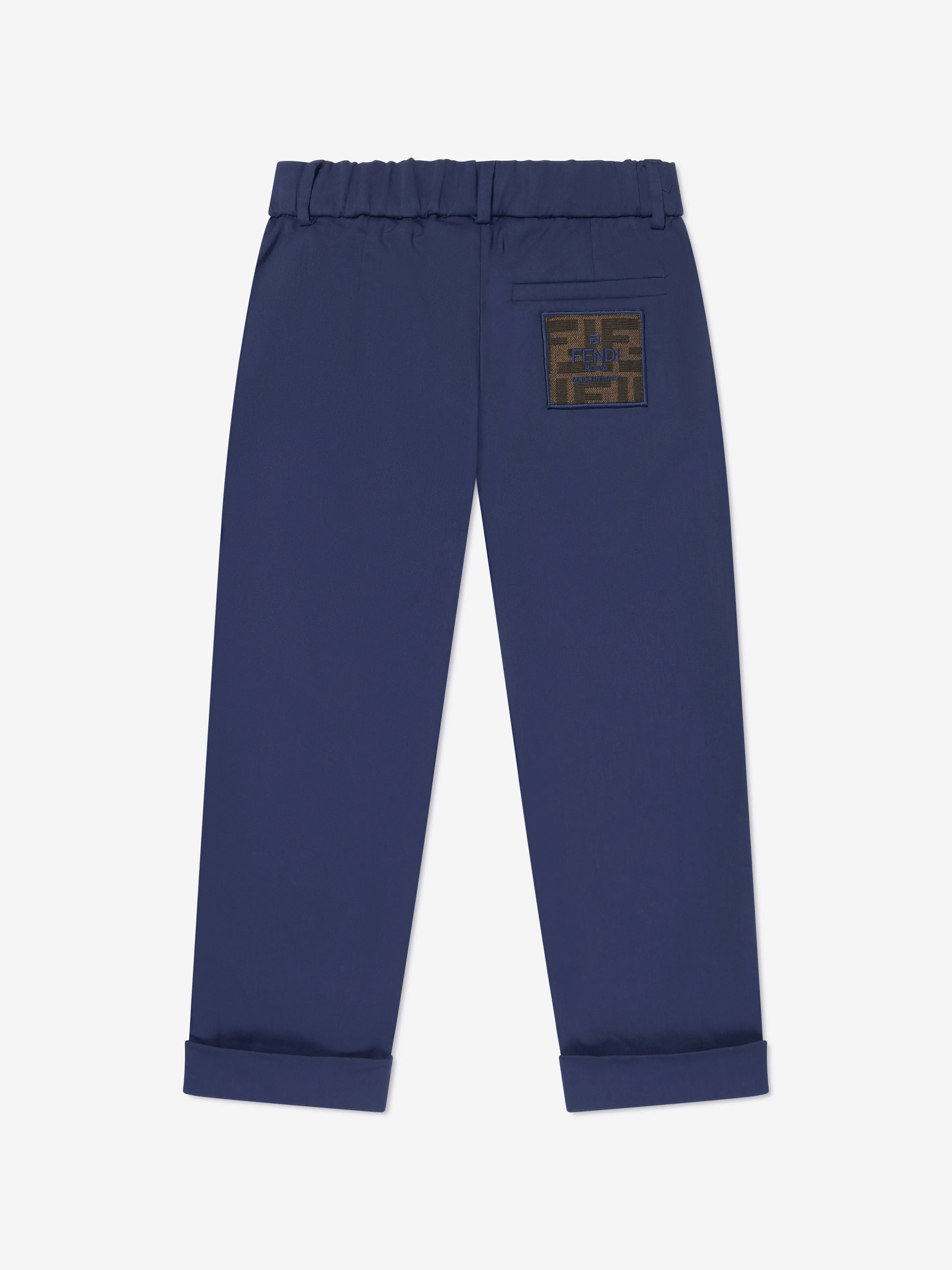 Fendi Boys Gabardine Stretch Trousers in Navy