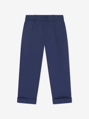 Fendi Boys Gabardine Stretch Trousers in Navy