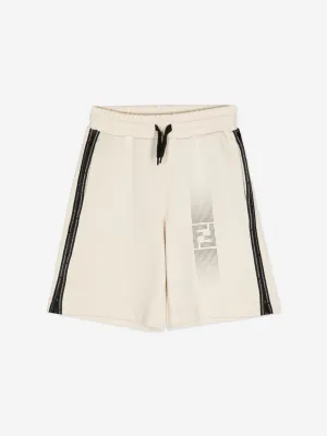 Fendi Boys Logo Bermuda Shorts in Beige