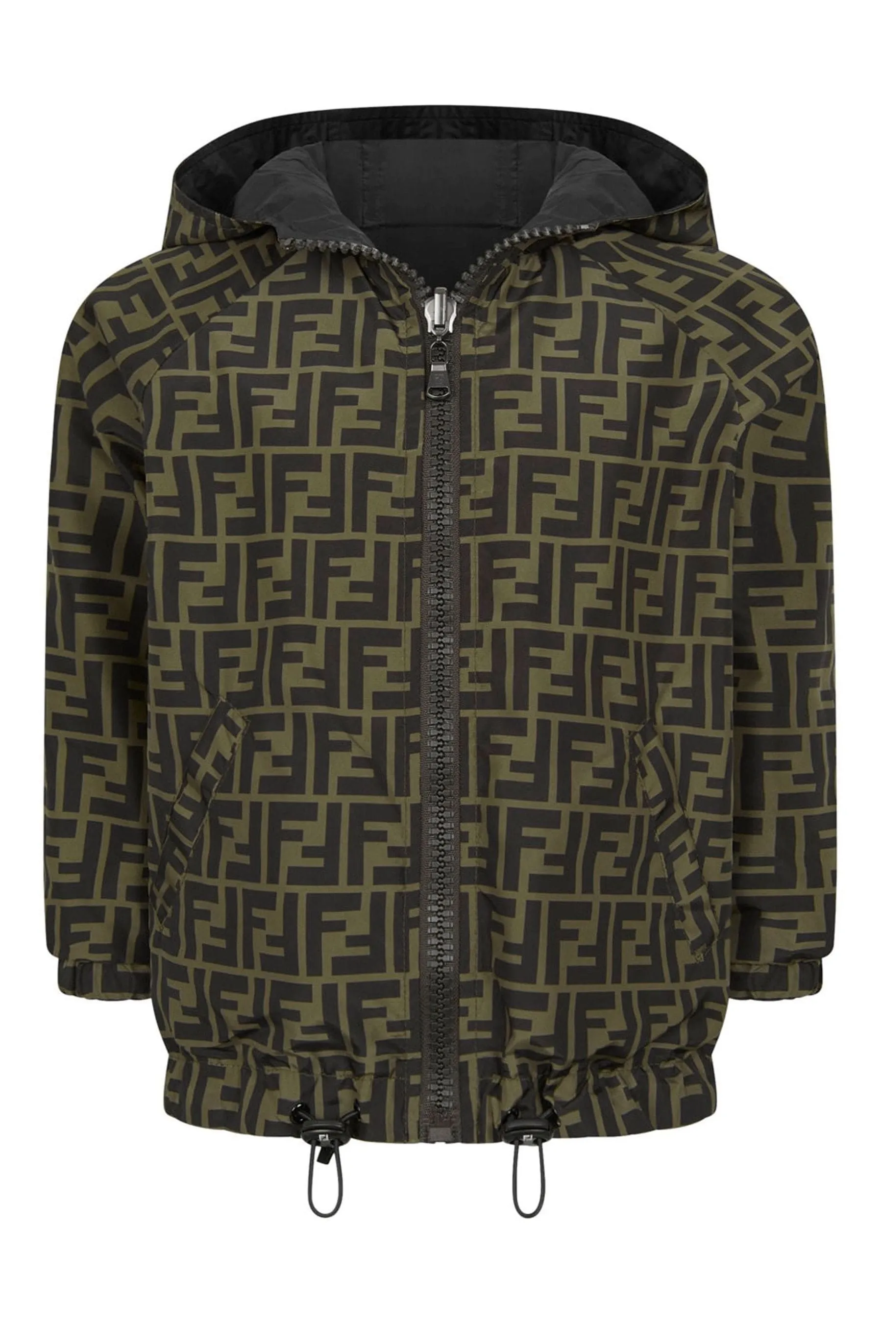 Fendi Kids Reversible FF K-Way Jacket in Black