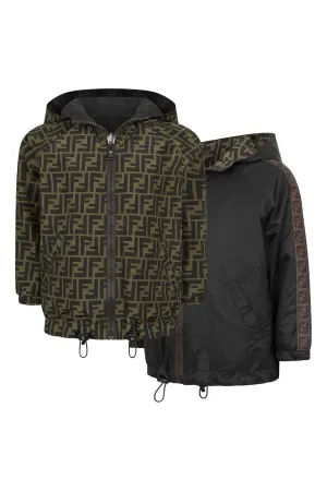 Fendi Kids Reversible FF K-Way Jacket in Black