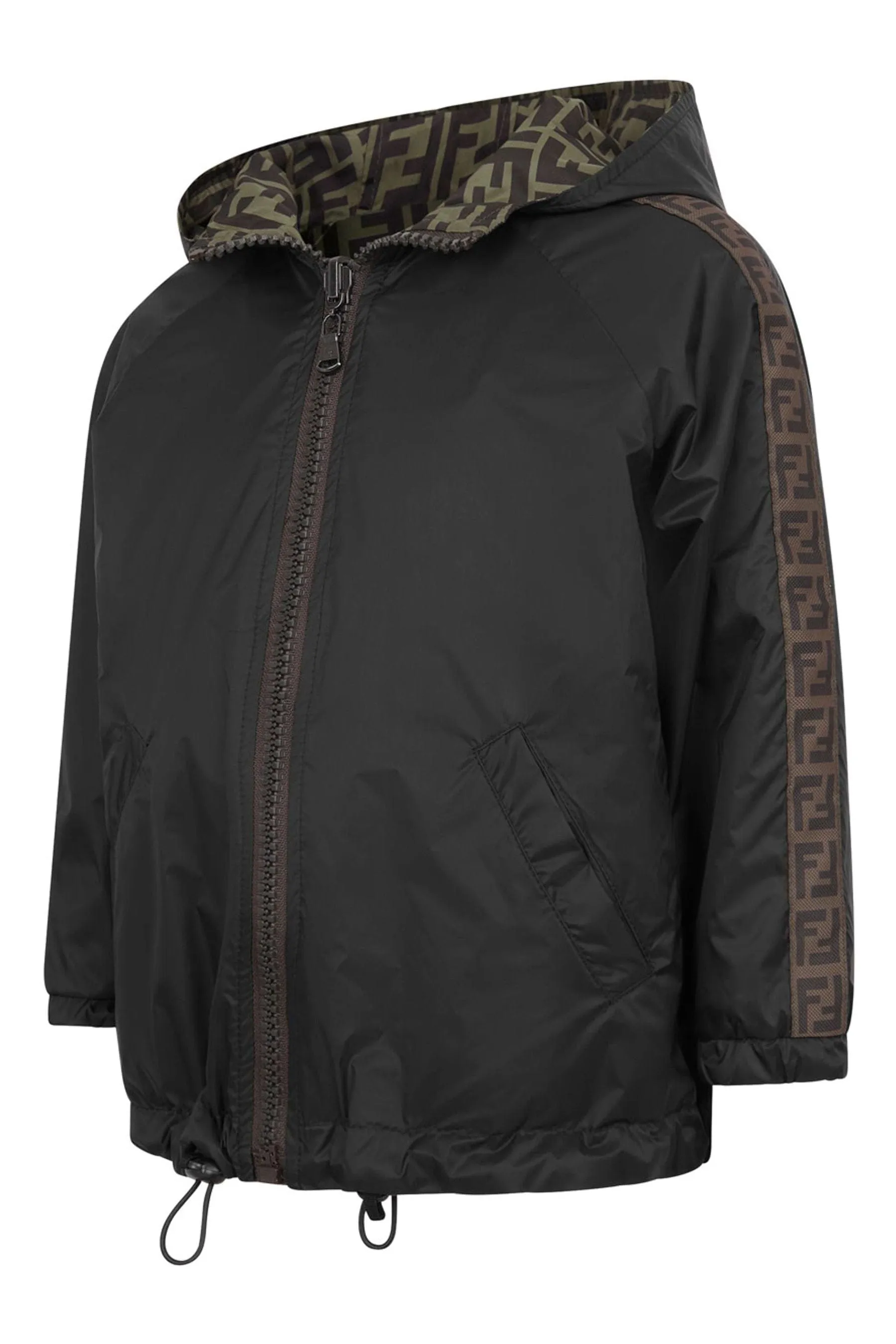 Fendi Kids Reversible FF K-Way Jacket in Black