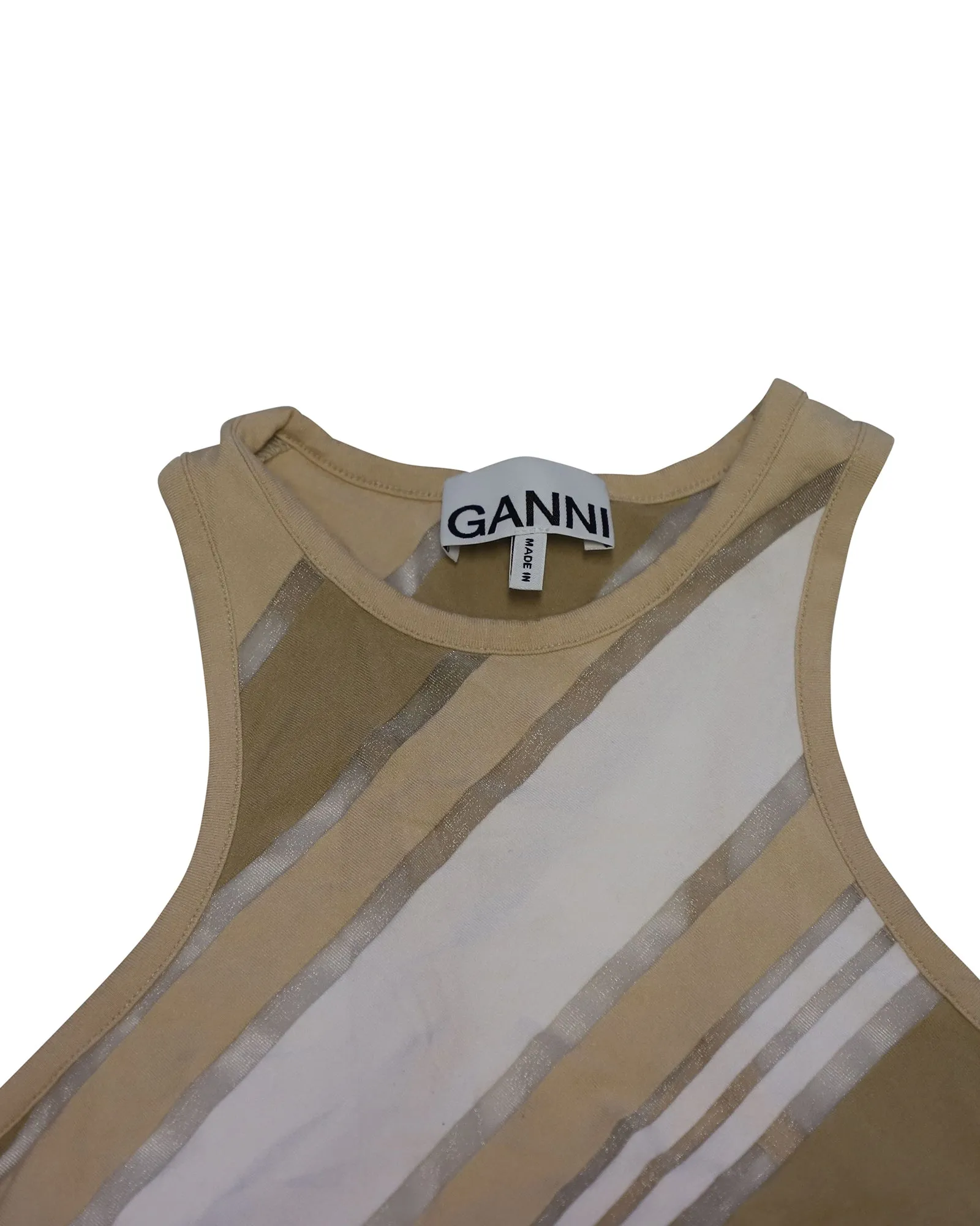 Ganni Sleeveless Striped Tank Top in Multicolor Viscose