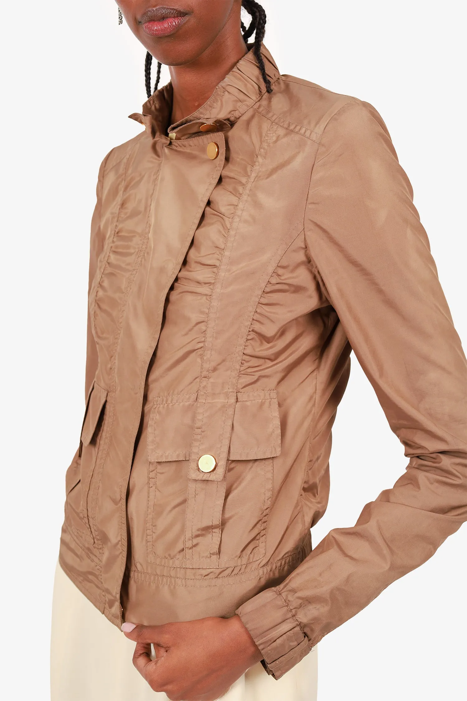 Gucci Brown Ruffle Windbreaker Size 38