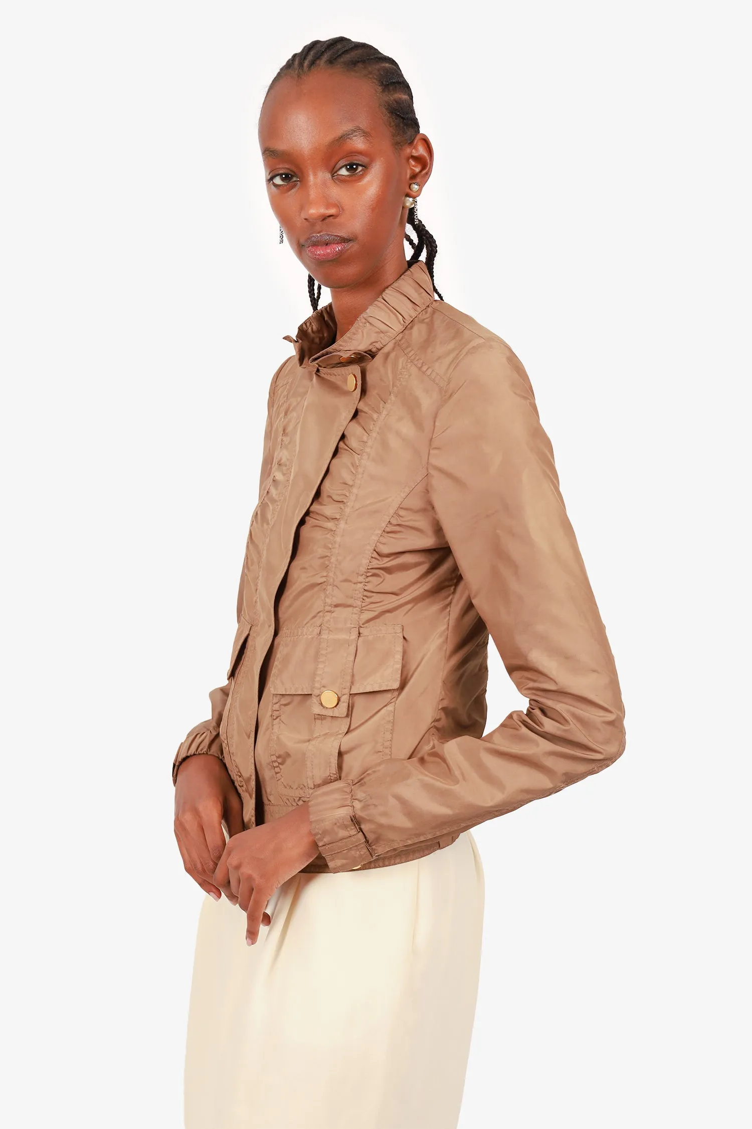 Gucci Brown Ruffle Windbreaker Size 38