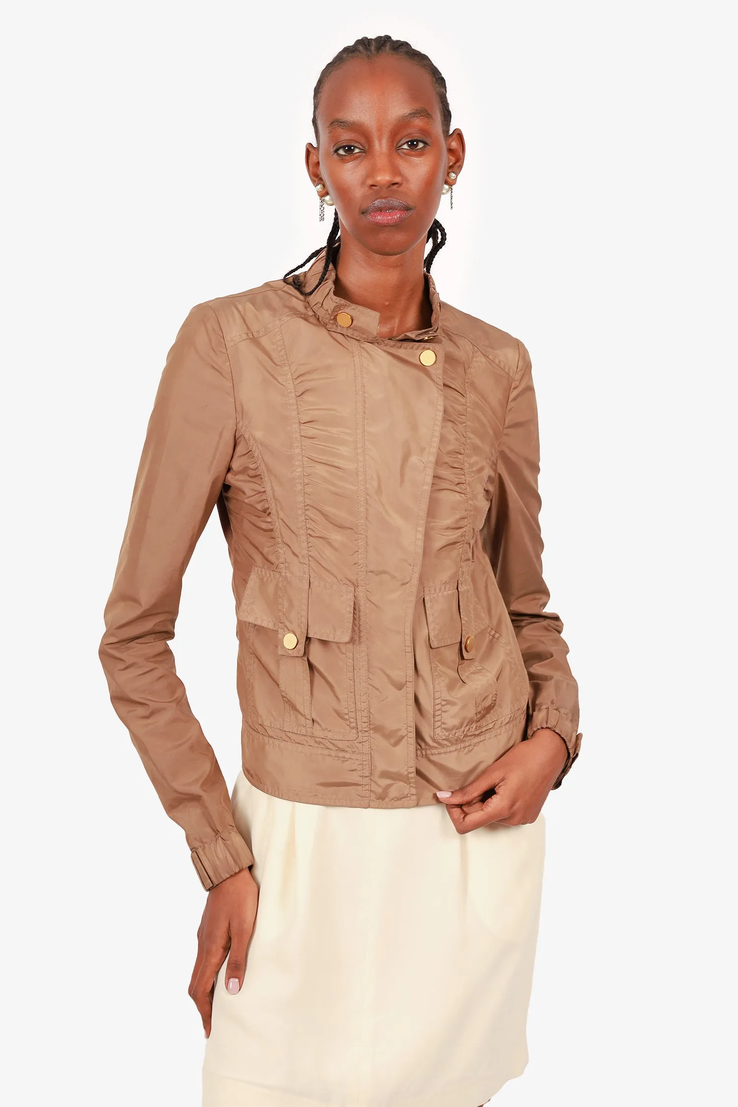 Gucci Brown Ruffle Windbreaker Size 38