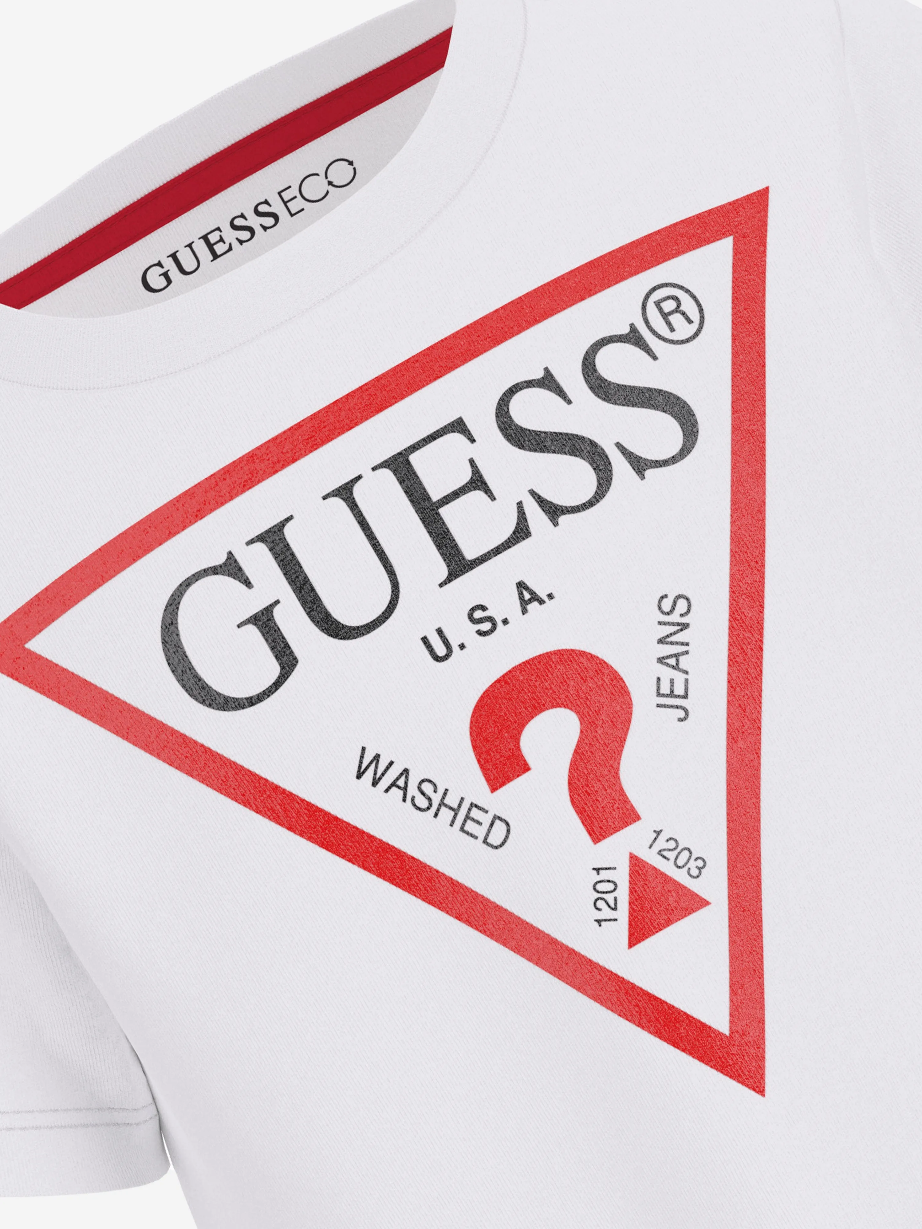 Guess Boys Logo Print T-Shirt in White