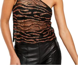 Head Turner One Shoulder Top In Golden Night Combo
