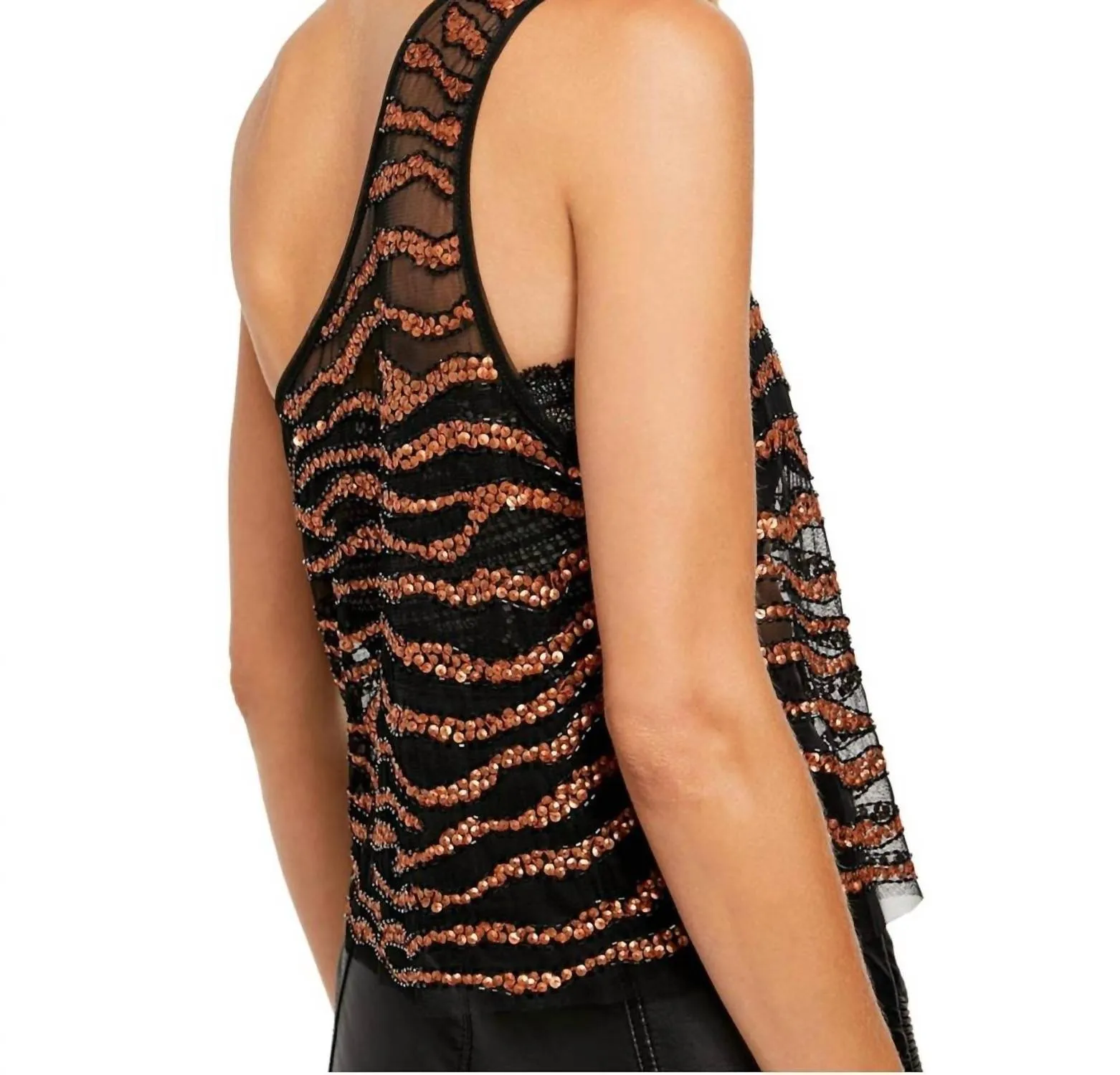 Head Turner One Shoulder Top In Golden Night Combo