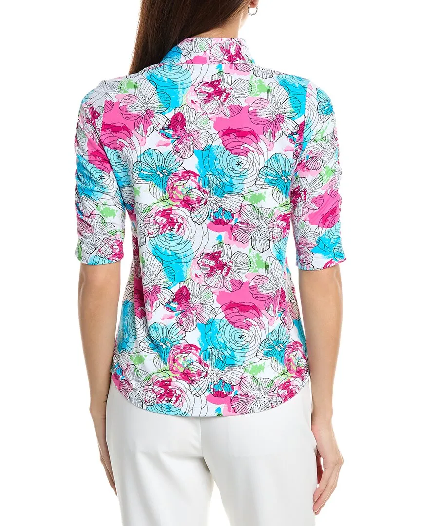 IBKUL Ruched Elbow Sleeve Top
