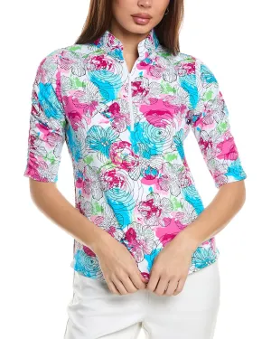 IBKUL Ruched Elbow Sleeve Top