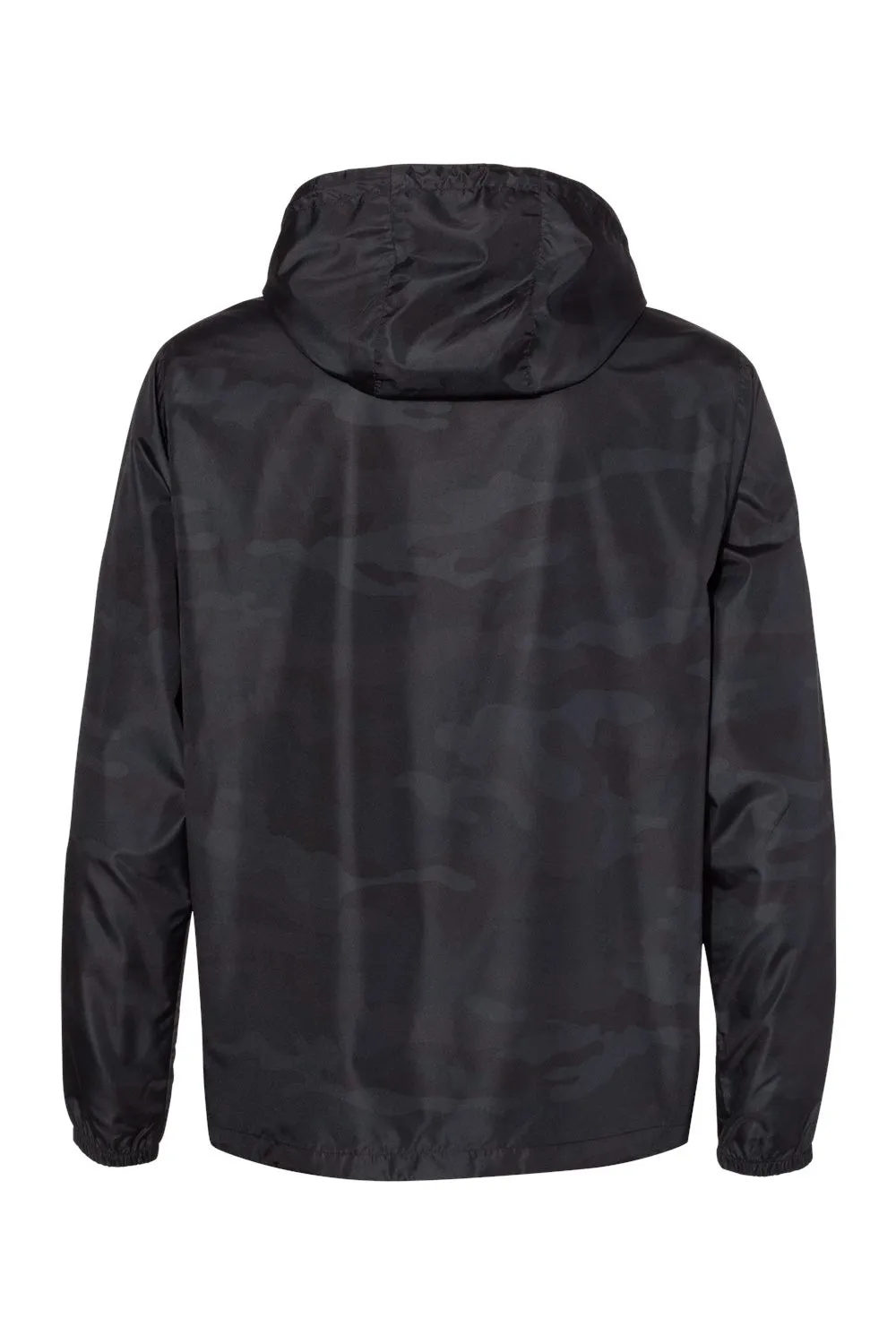 Independent Trading Company Mens Water Resistant 1/4 Zip Windbreaker Hooded Jacket - Black Camo