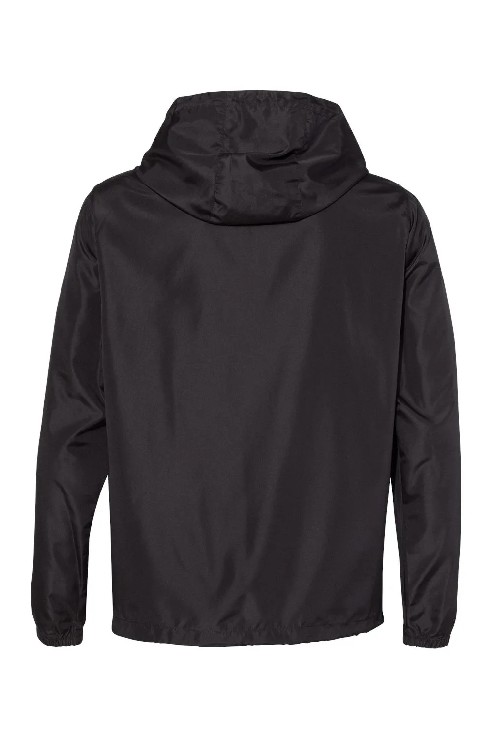Independent Trading Company Mens Water Resistant 1/4 Zip Windbreaker Hooded Jacket - Black