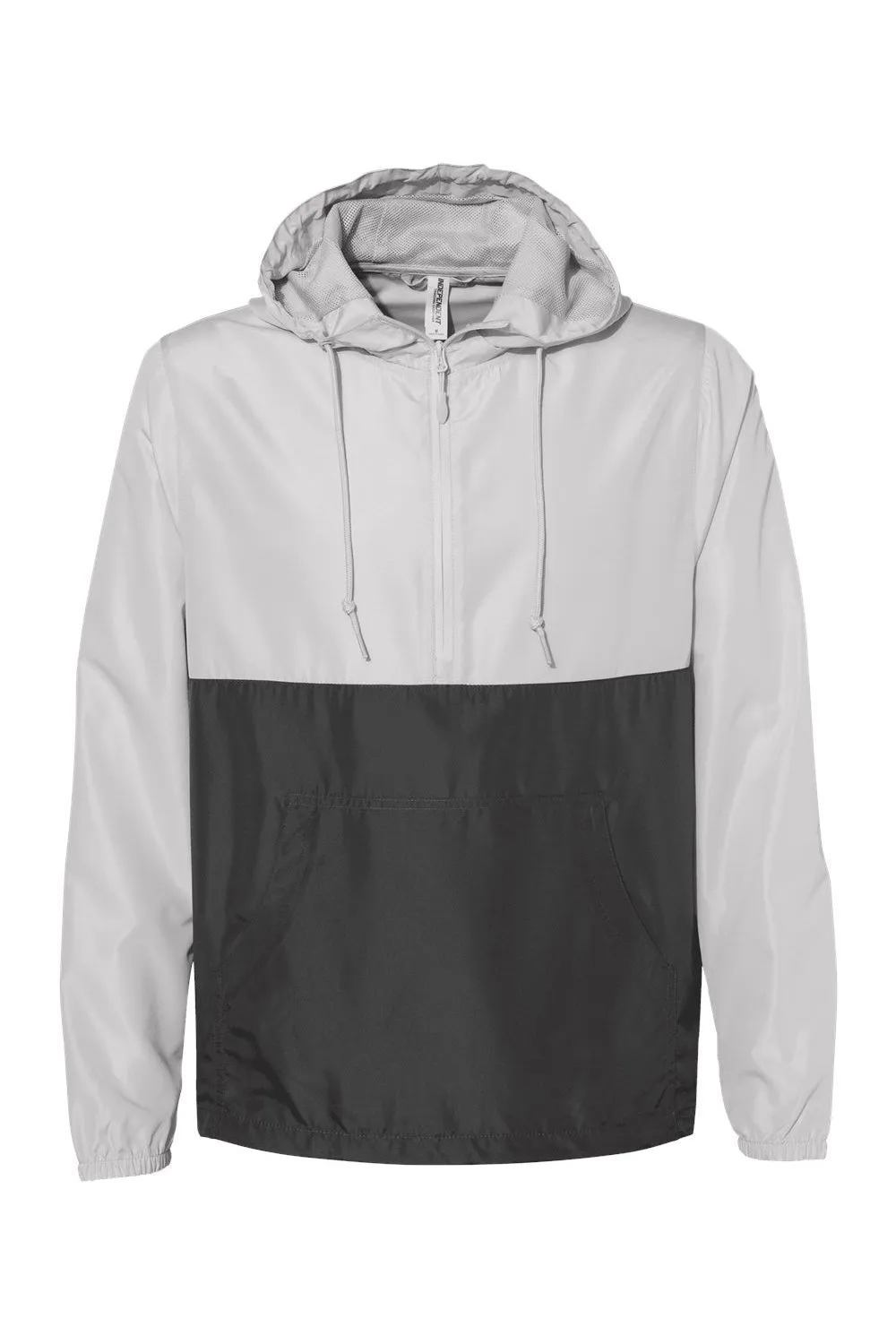 Independent Trading Company Mens Water Resistant 1/4 Zip Windbreaker Hooded Jacket - Smoke Grey/Graphite Grey