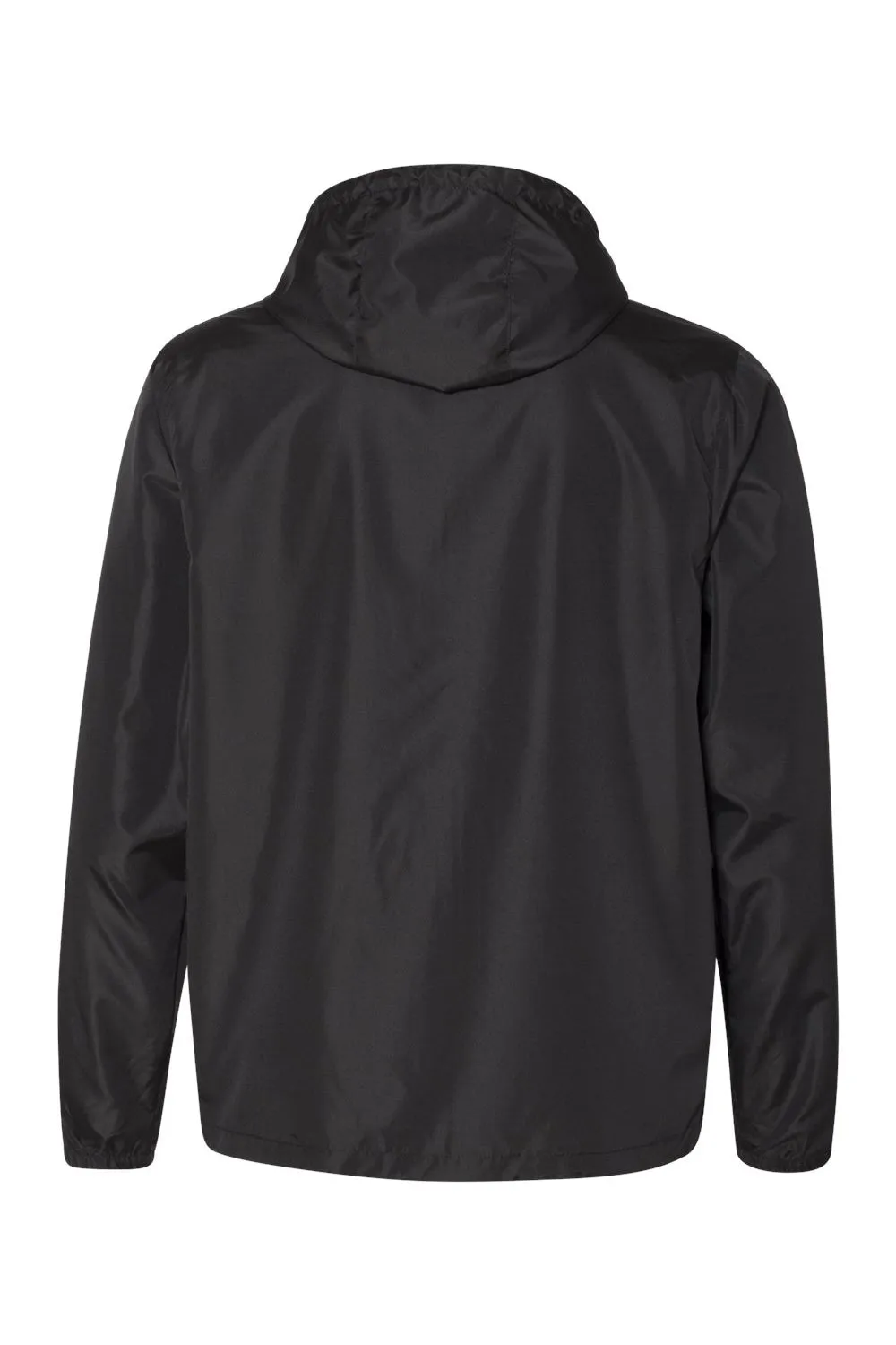 Independent Trading Company Mens Water Resistant Full Zip Windbreaker Hooded Jacket - Black