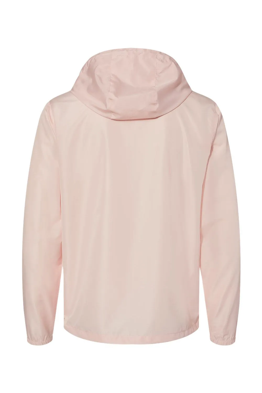 Independent Trading Company Mens Water Resistant Full Zip Windbreaker Hooded Jacket - Blush Pink