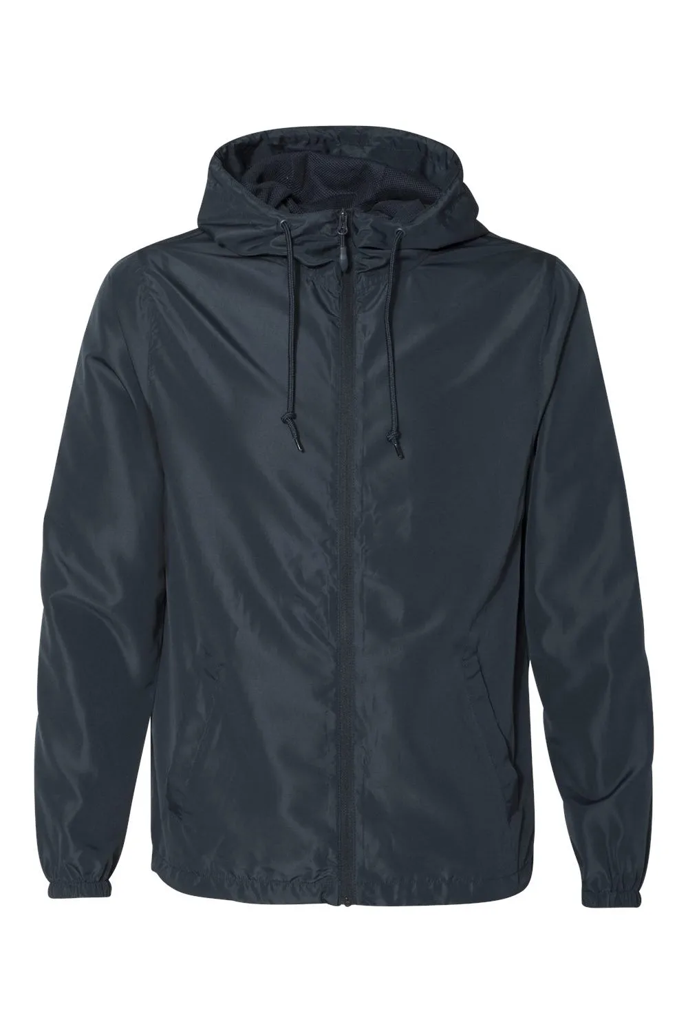 Independent Trading Company Mens Water Resistant Full Zip Windbreaker Hooded Jacket - Classic Navy Blue
