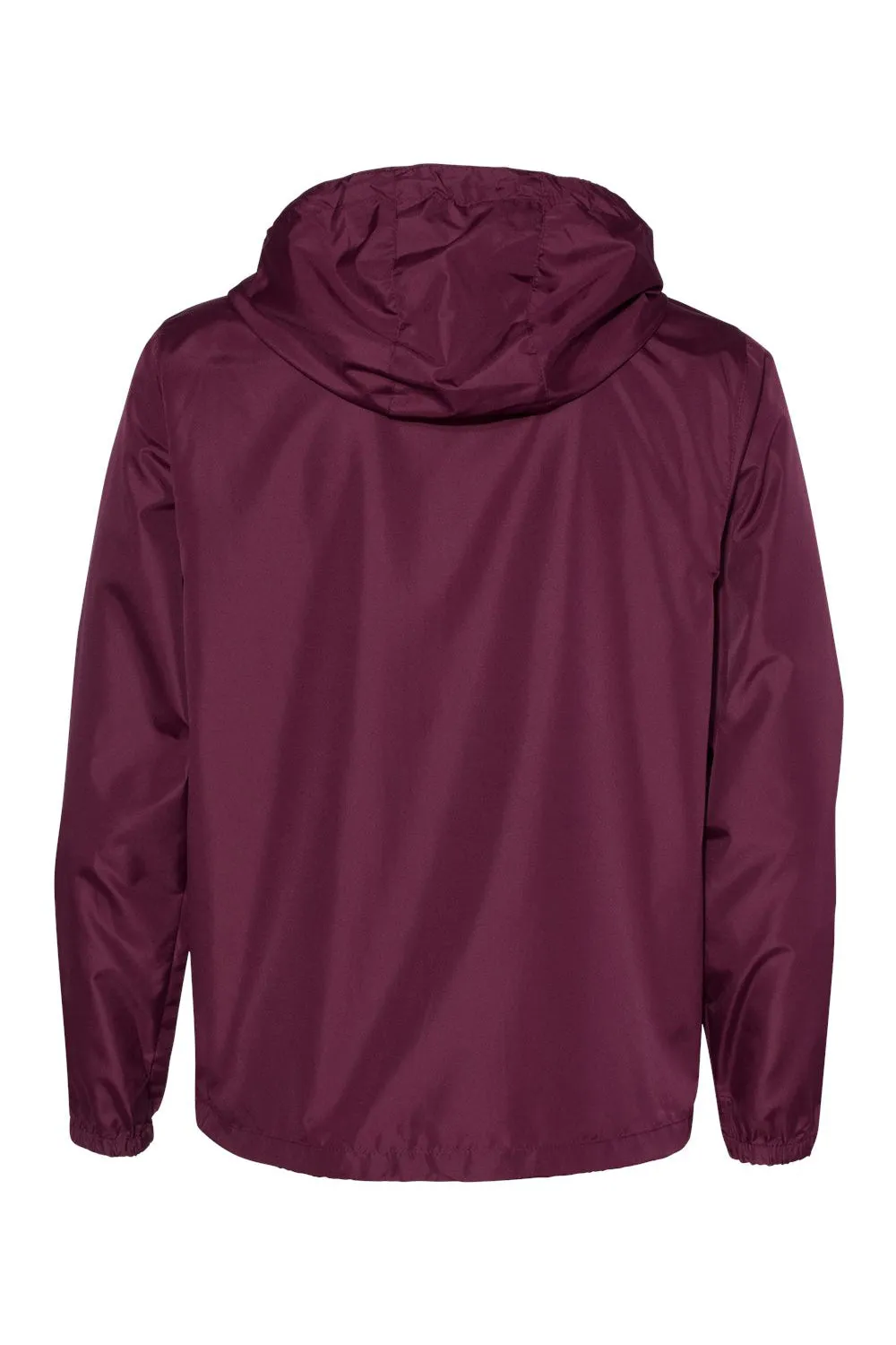 Independent Trading Company Mens Water Resistant Full Zip Windbreaker Hooded Jacket - Maroon