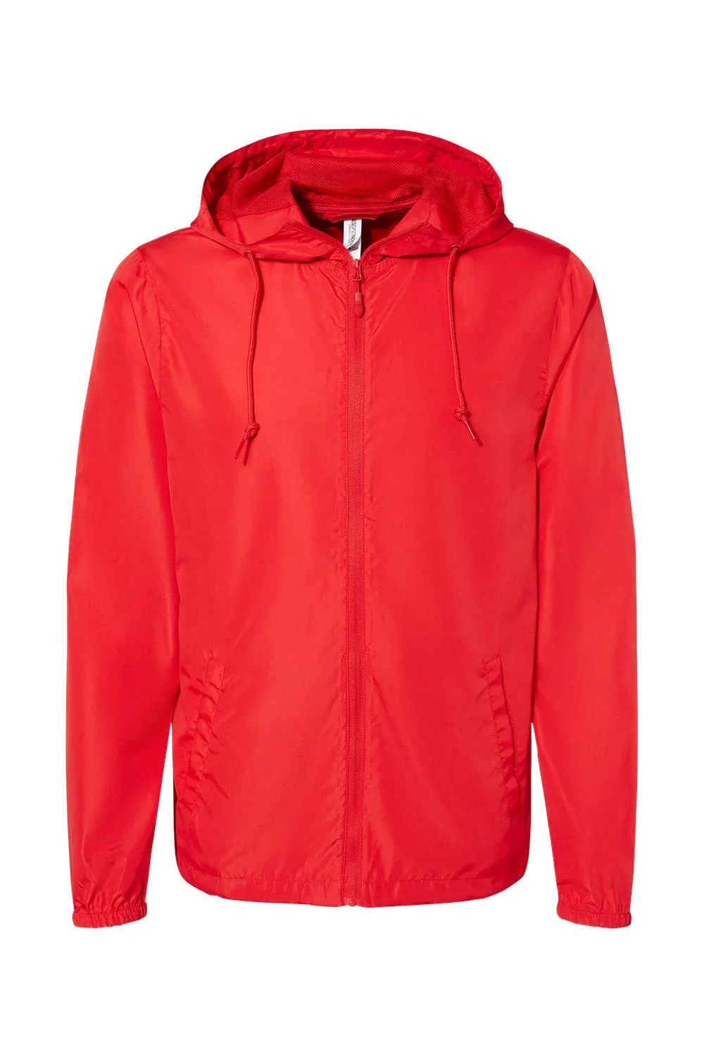 Independent Trading Company Mens Water Resistant Full Zip Windbreaker Hooded Jacket - Red