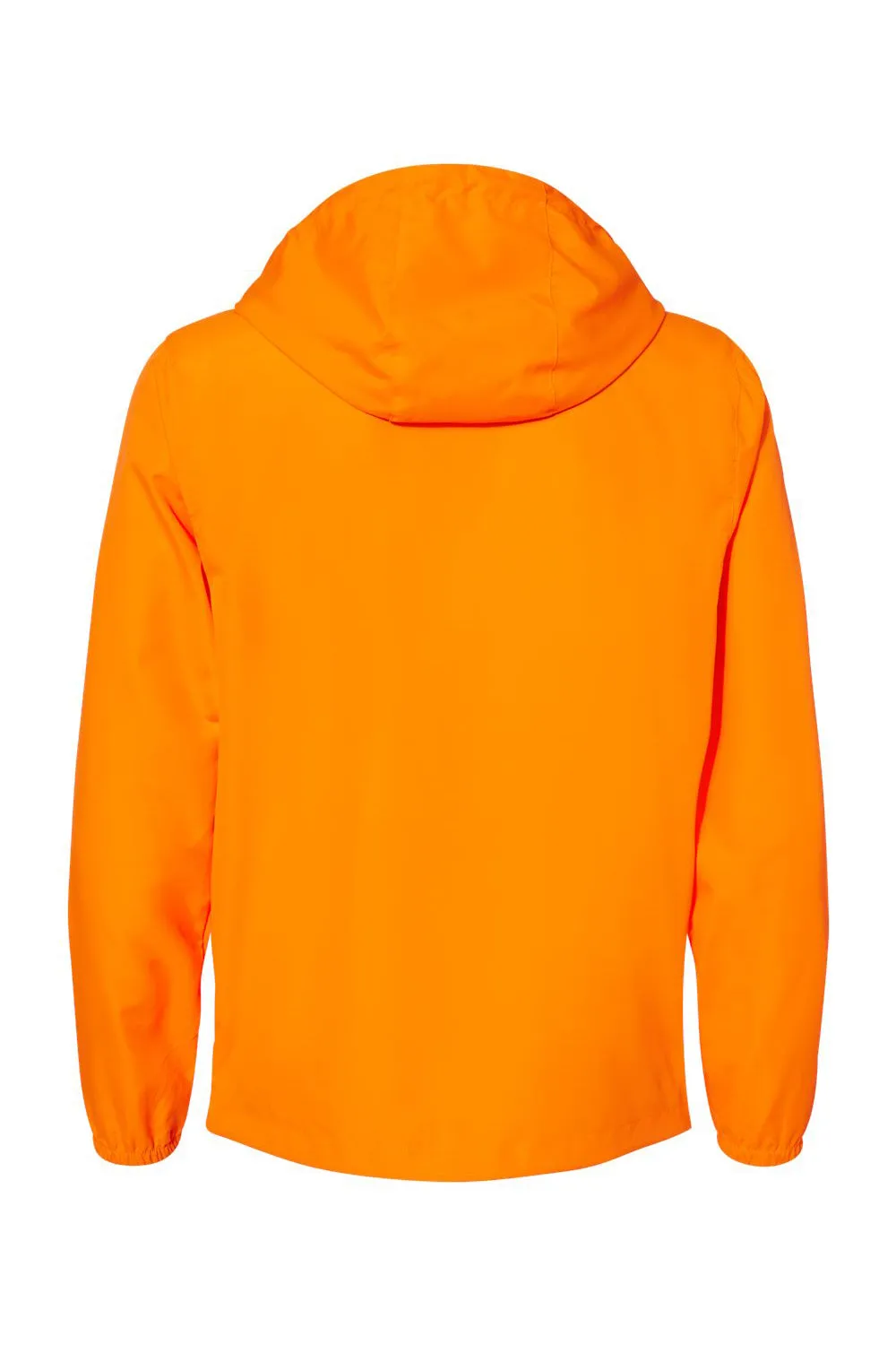 Independent Trading Company Mens Water Resistant Full Zip Windbreaker Hooded Jacket - Safety Orange