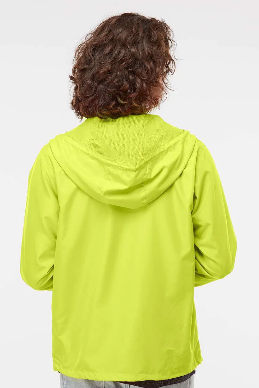 Independent Trading Company Mens Water Resistant Full Zip Windbreaker Hooded Jacket - Safety Yellow
