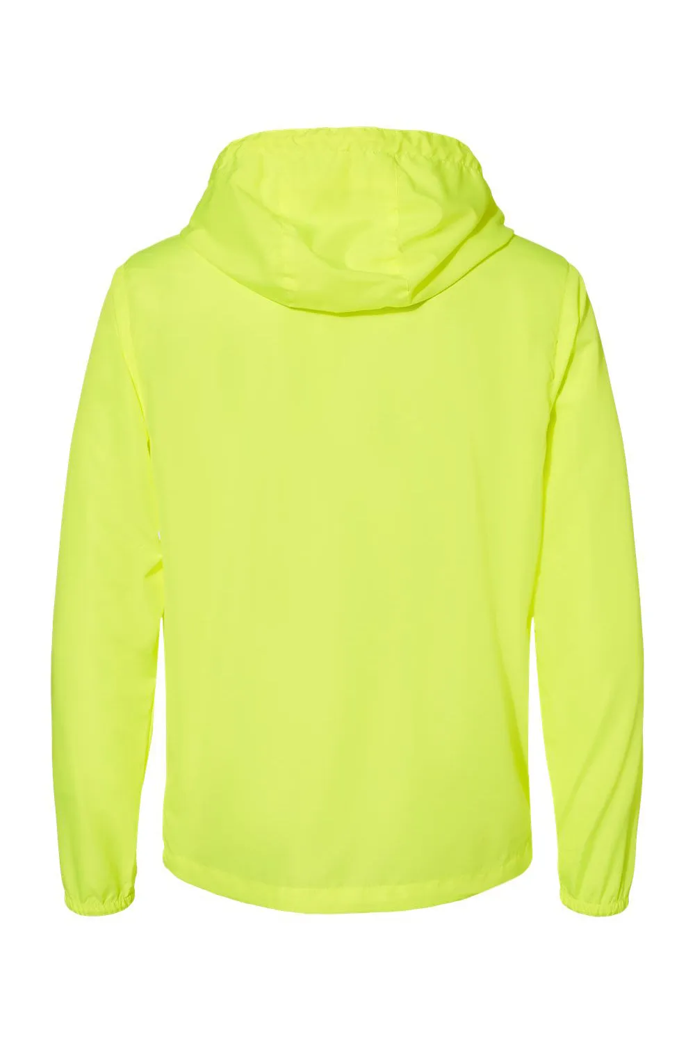 Independent Trading Company Mens Water Resistant Full Zip Windbreaker Hooded Jacket - Safety Yellow