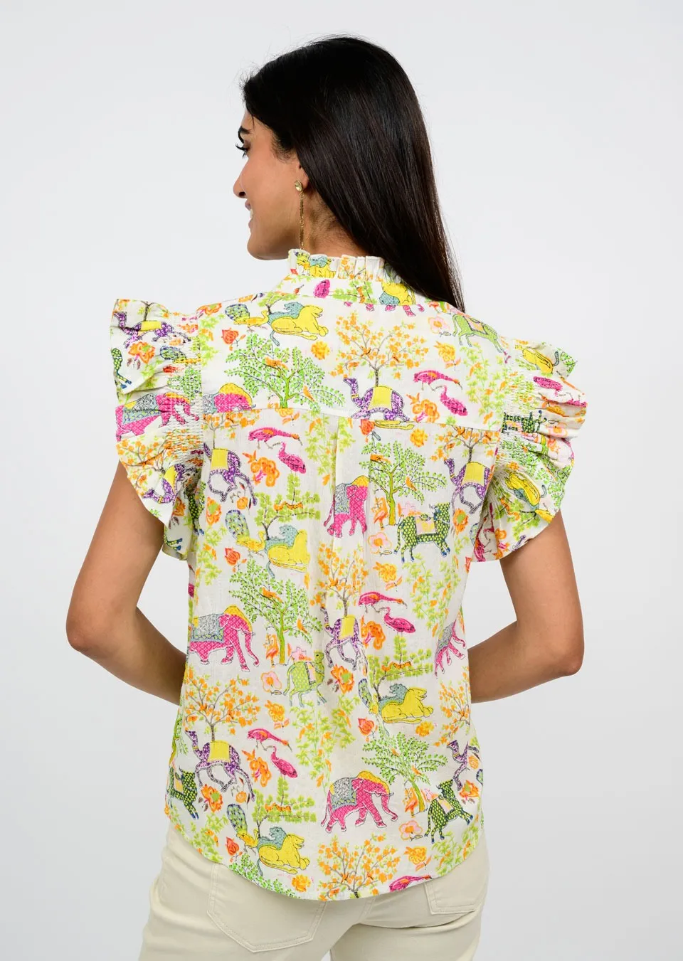 IVY JANE ANIMAL FAIR TOP - IVORY MULTI