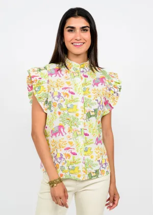 IVY JANE ANIMAL FAIR TOP - IVORY MULTI
